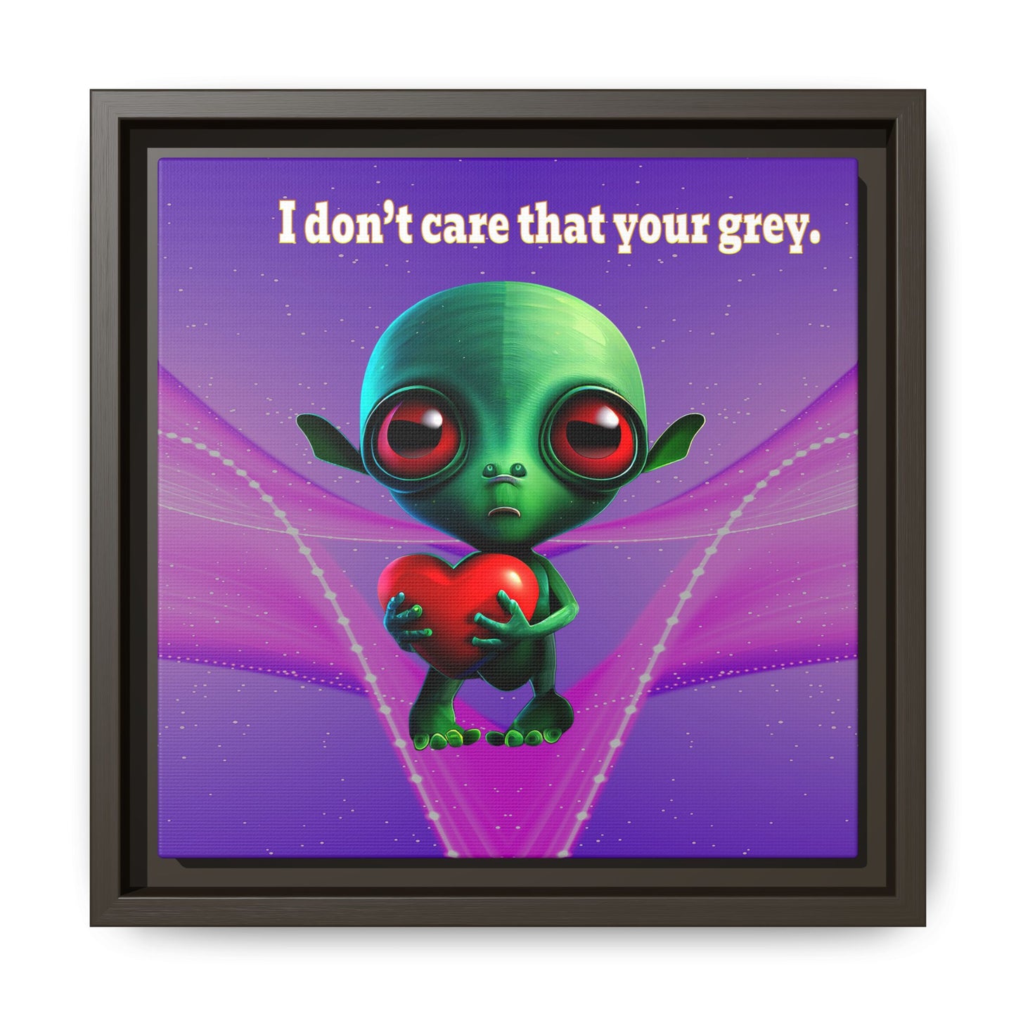 I don't care that your grey - framed canvas art (purple-pink wave)