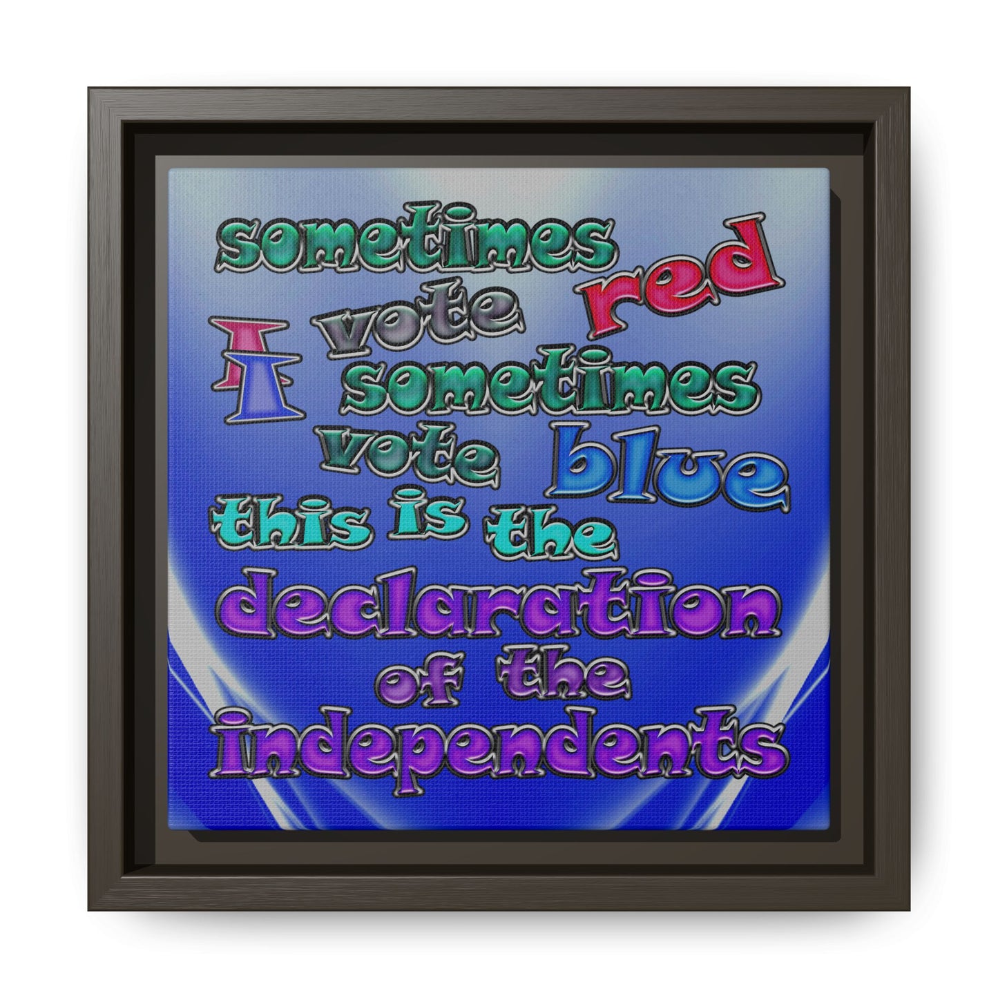 declaration of the independents - framed canvas art (blue-white wave)