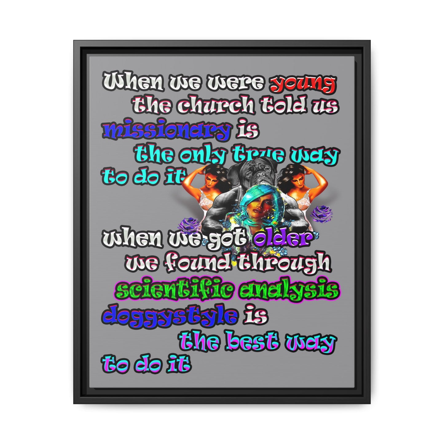 doggystyle - framed canvas art (grey)