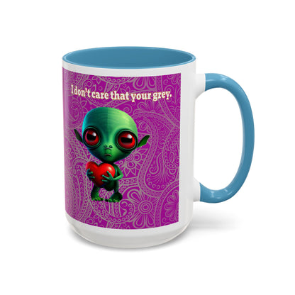 I don't care that your grey - Accent Mug (pink swirl)