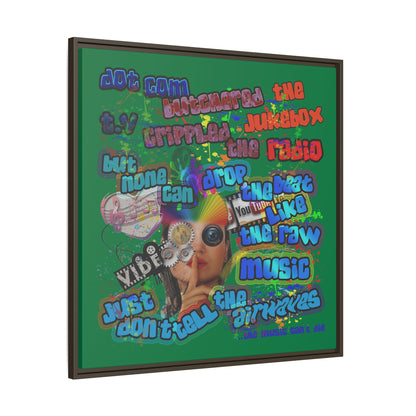 drop the beat - framed canvas art (dark green)