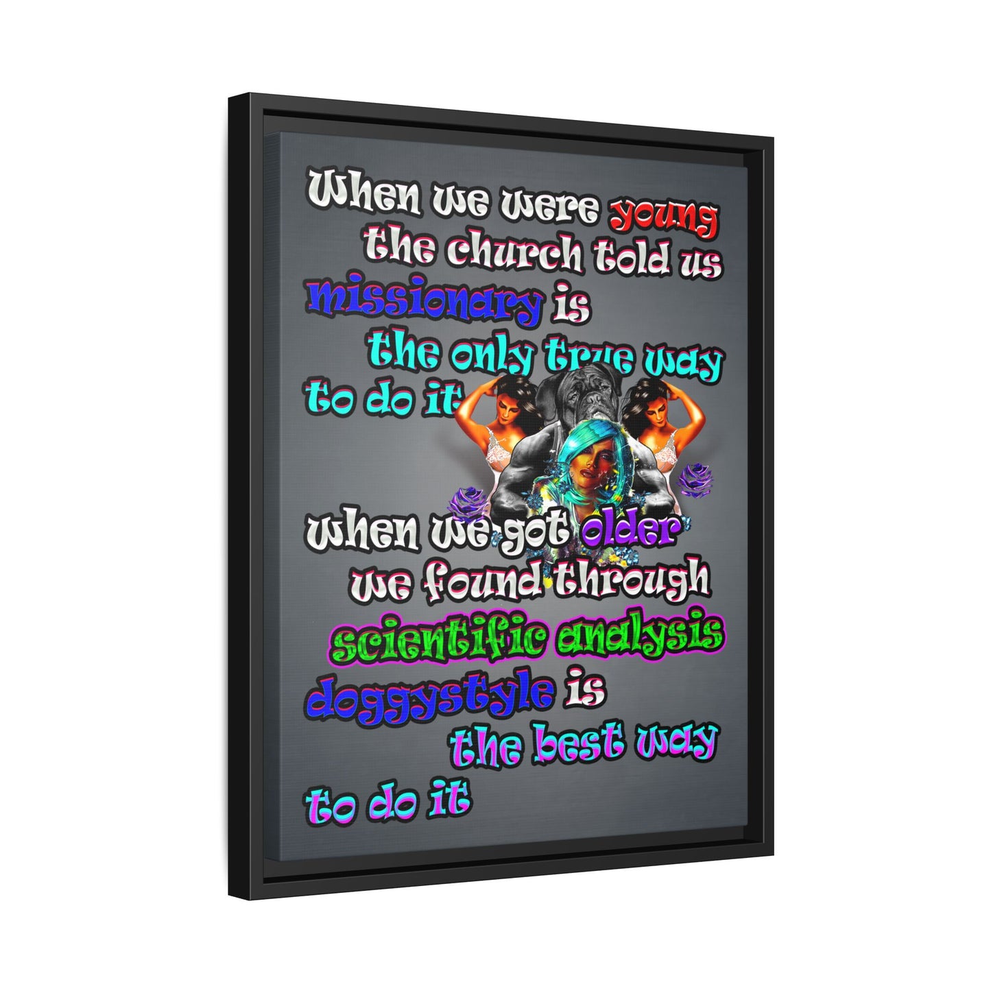 doggystyle - framed canvas art (grey-light grey)