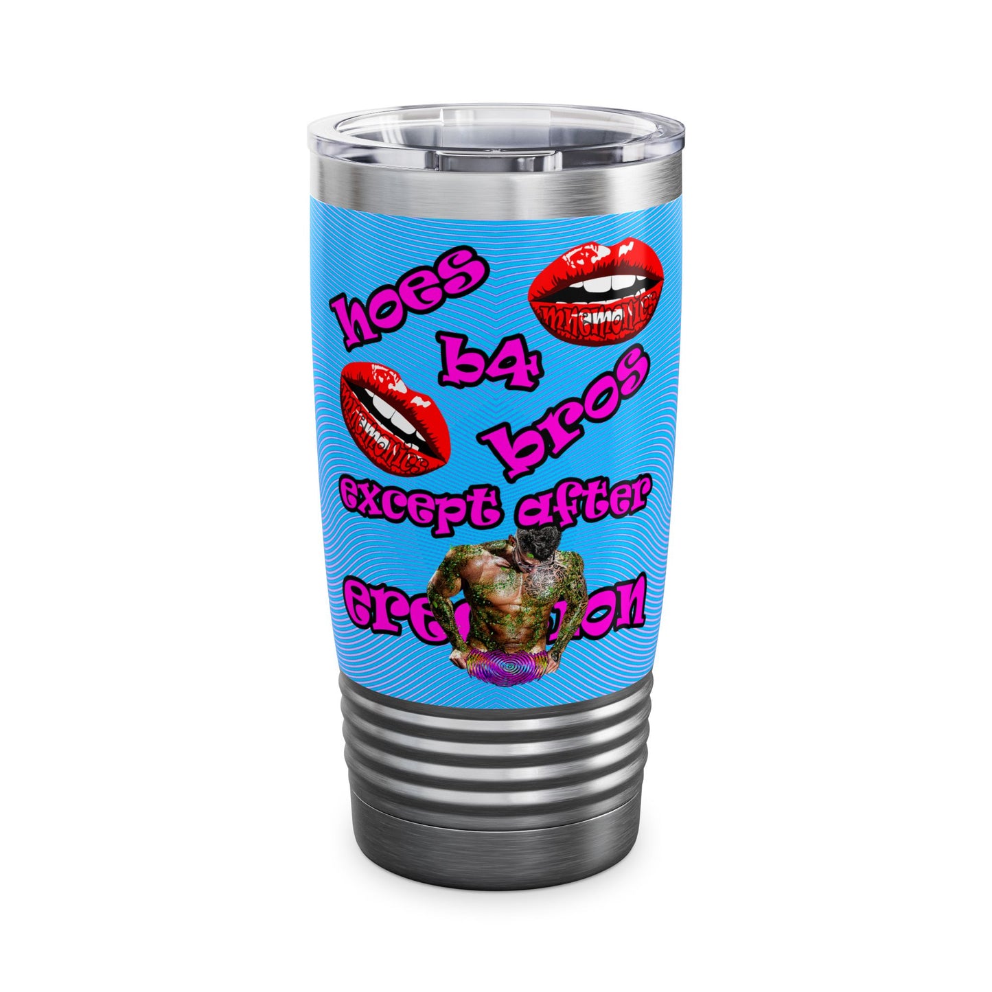 hoes b4 bros - Ringneck Tumbler, 20oz (light blue-purple wave)