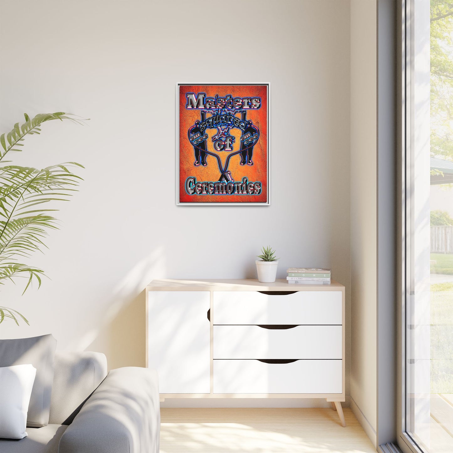 em cee squared - framed canvas art (burnt orange)
