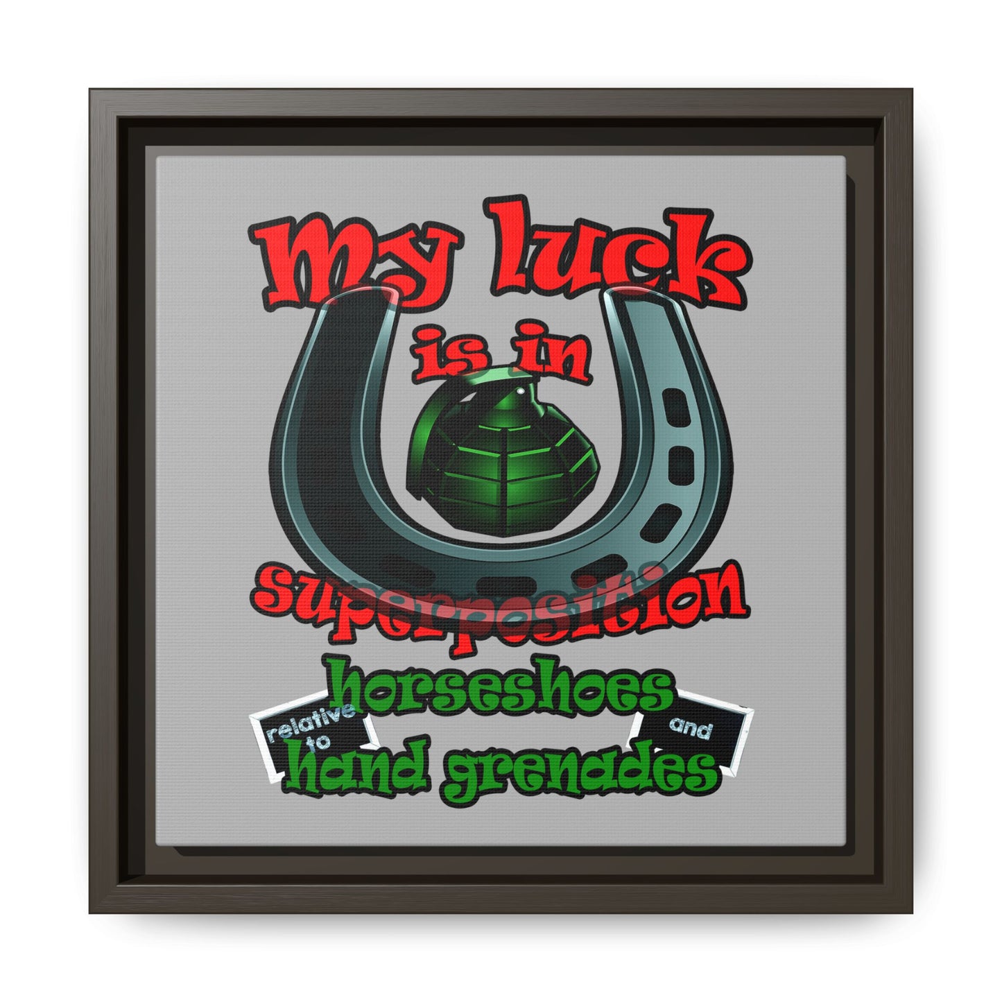 my luck - framed canvas art (light grey)