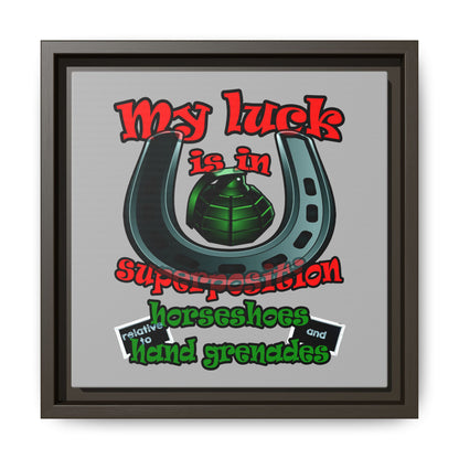 my luck - framed canvas art (light grey)