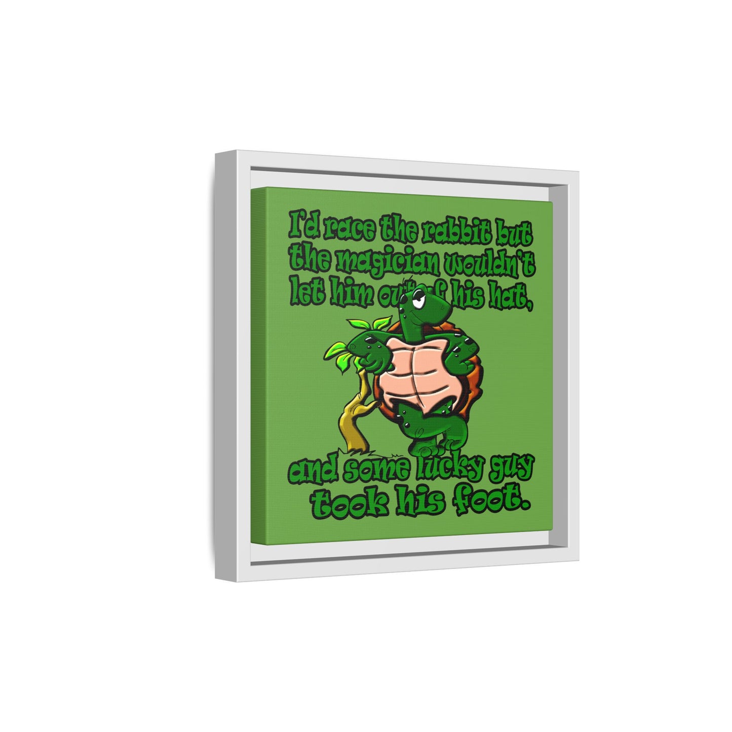 turtle race - framed canvas art (green)