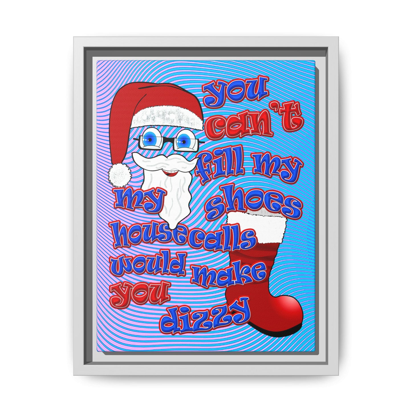 santa's shoes - framed canvas art (light blue-purple wave)