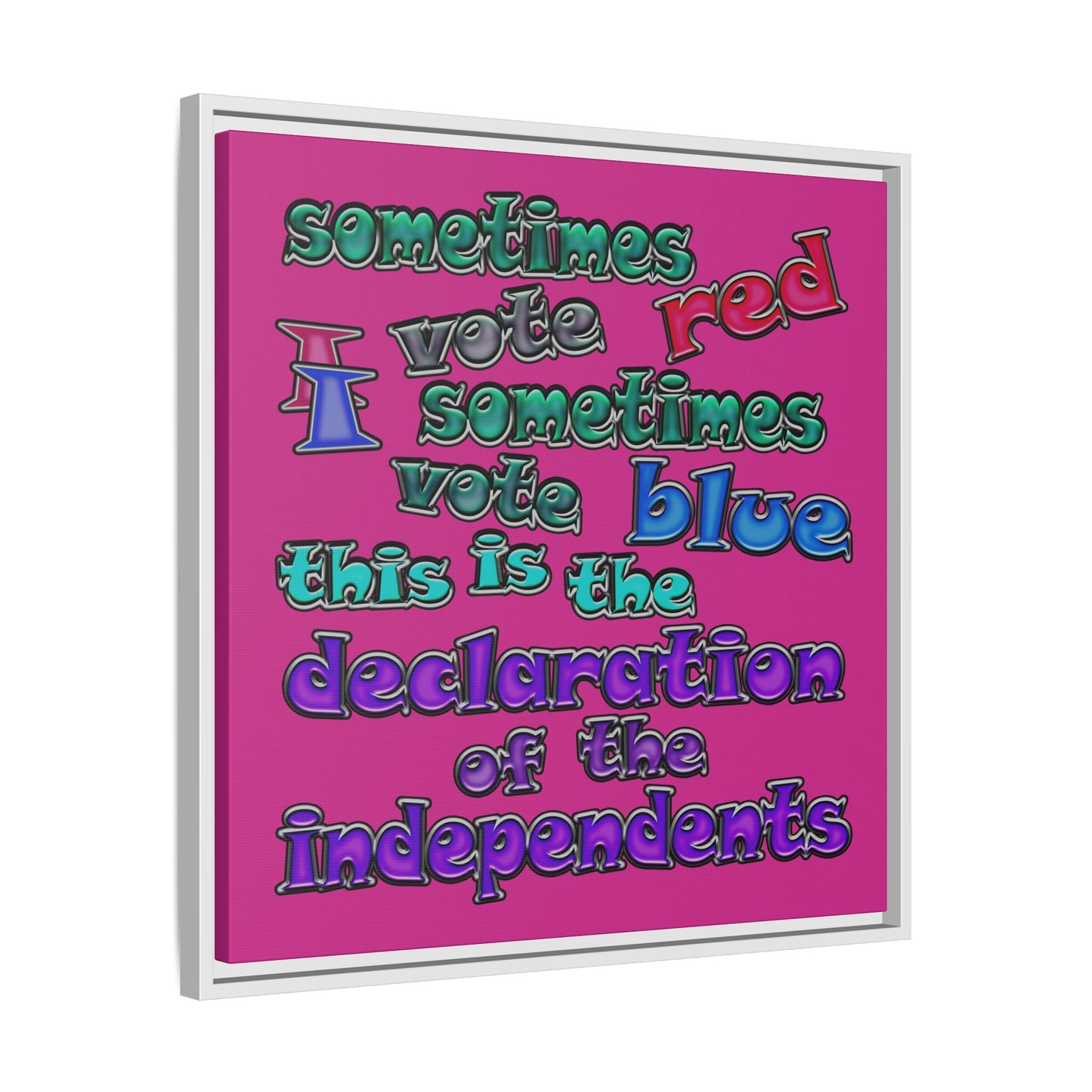 declaration of the independents - framed canvas art (pink)