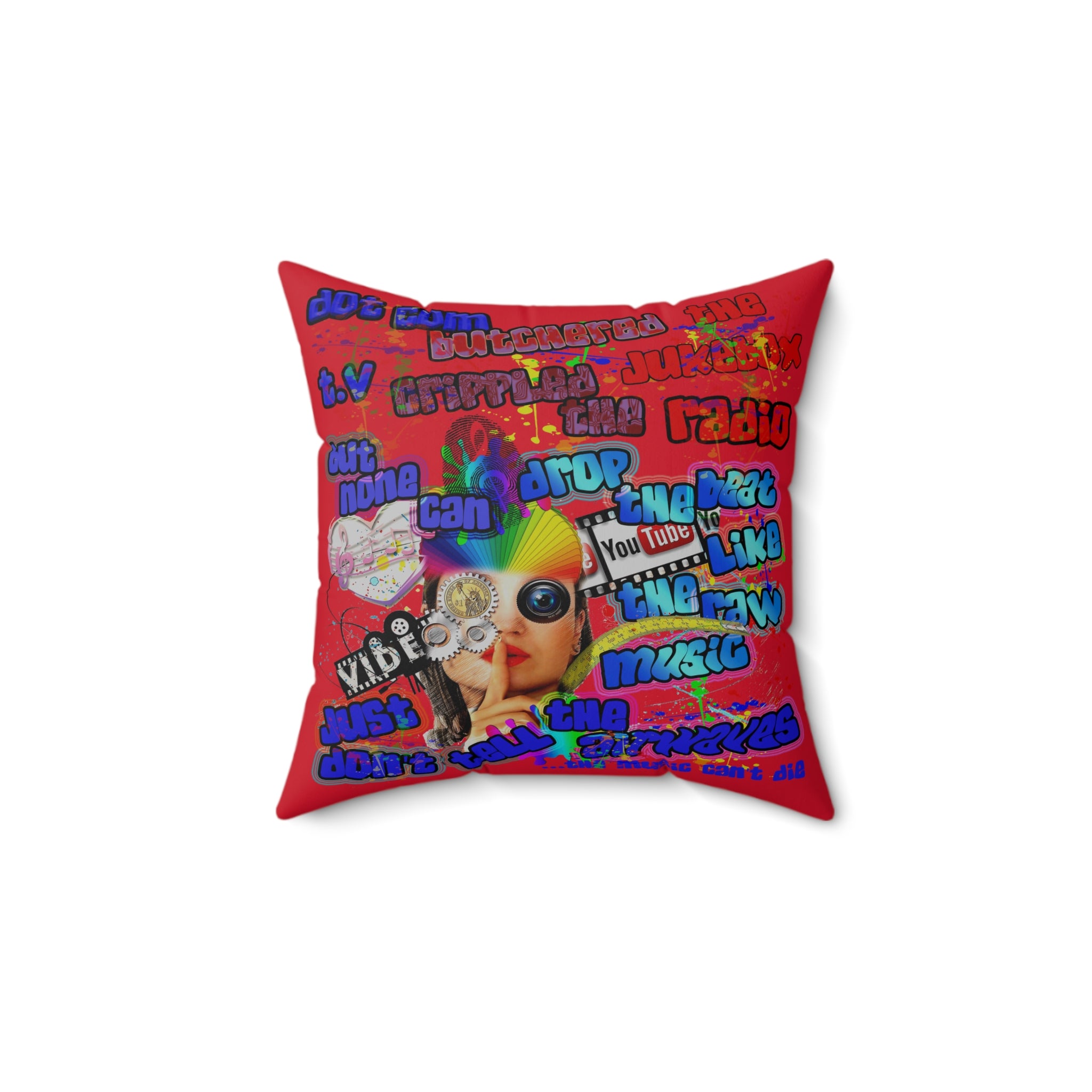 drop the beat - Spun Polyester Square Pillow - (dark red)