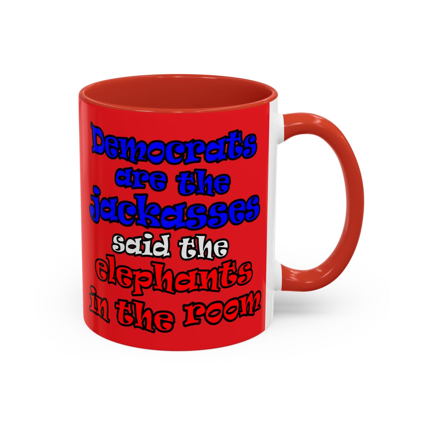 donkeys and elephants - Accent Mug (red)