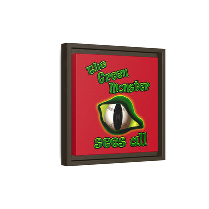 green monster - framed canvas art (dark red)