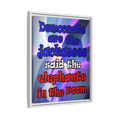 donkeys and elephants - framed canvas art (grey-pink wave)