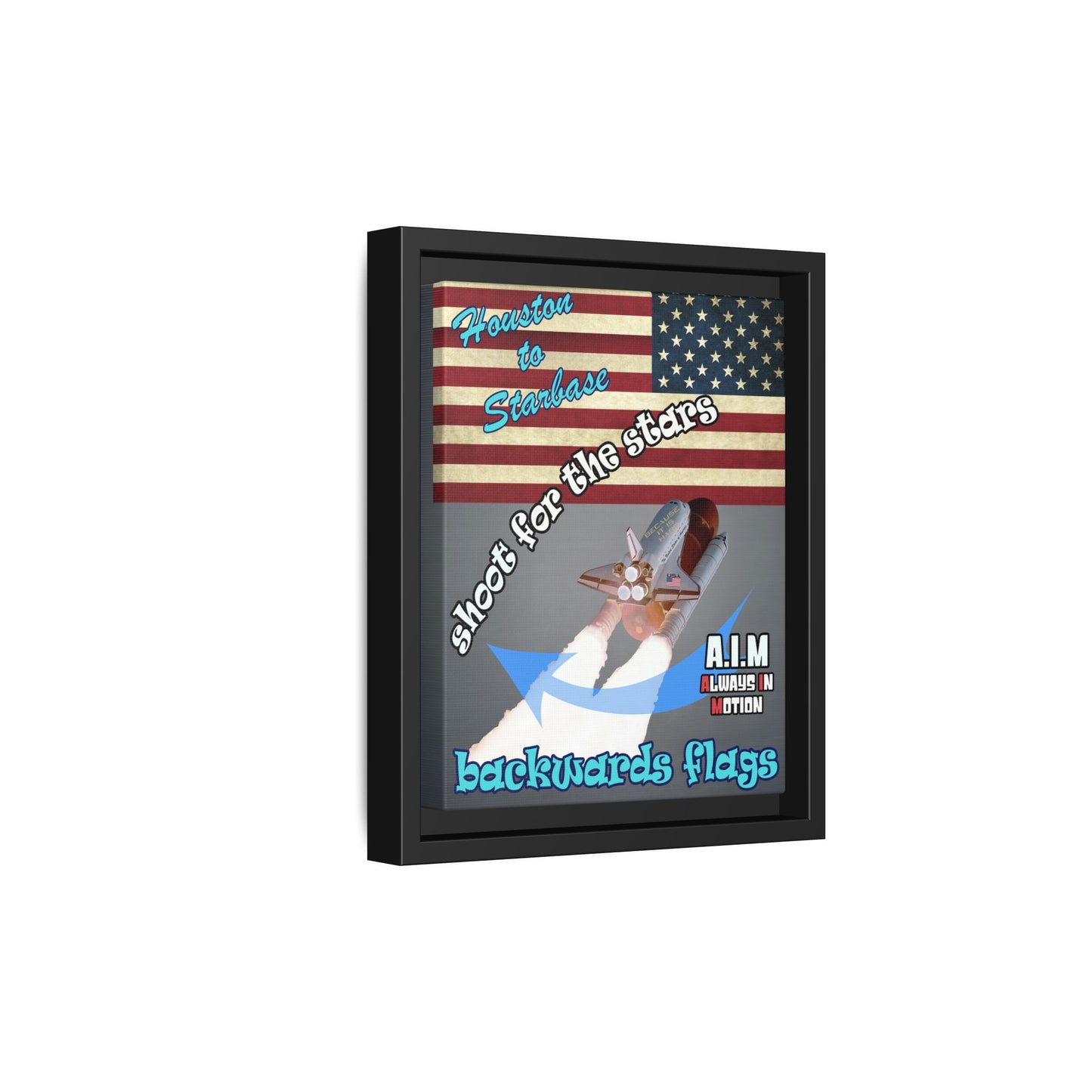 shoot for the stars - framed canvas art (grey-light grey)