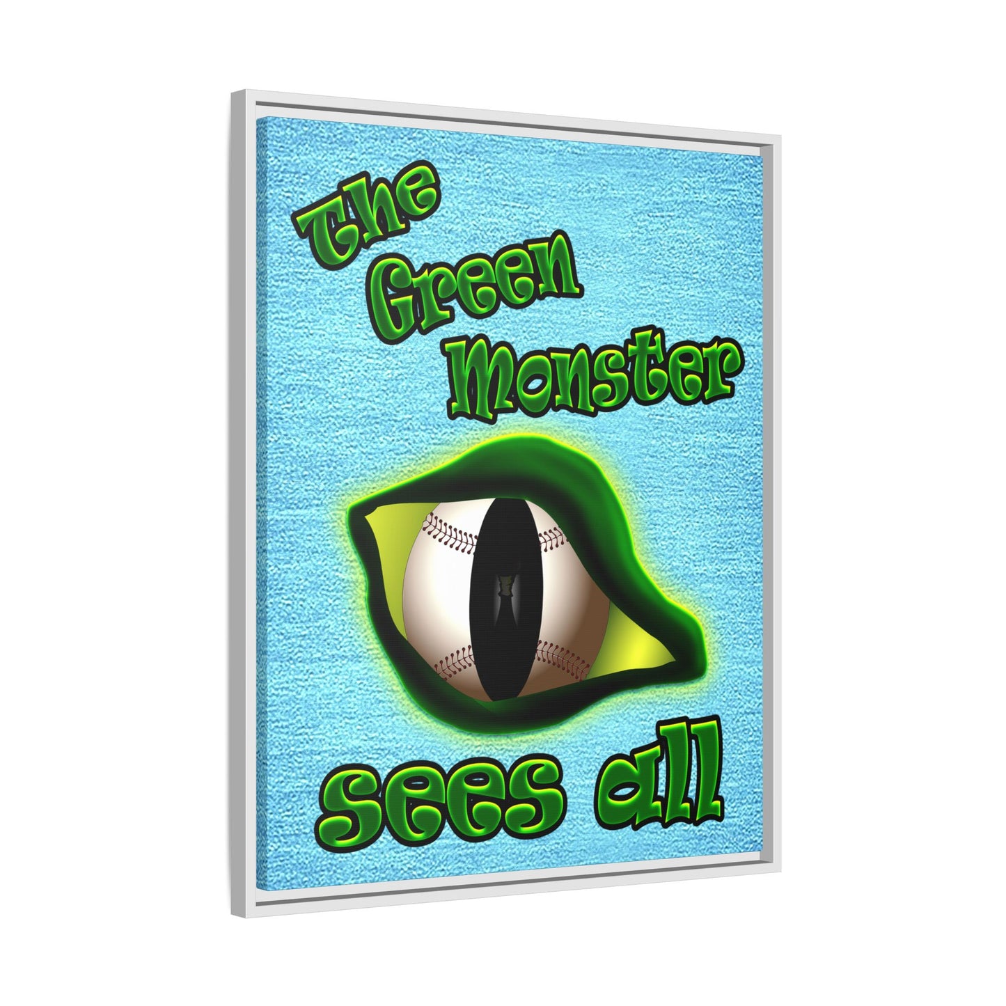 green monster - framed canvas art (faded blue)