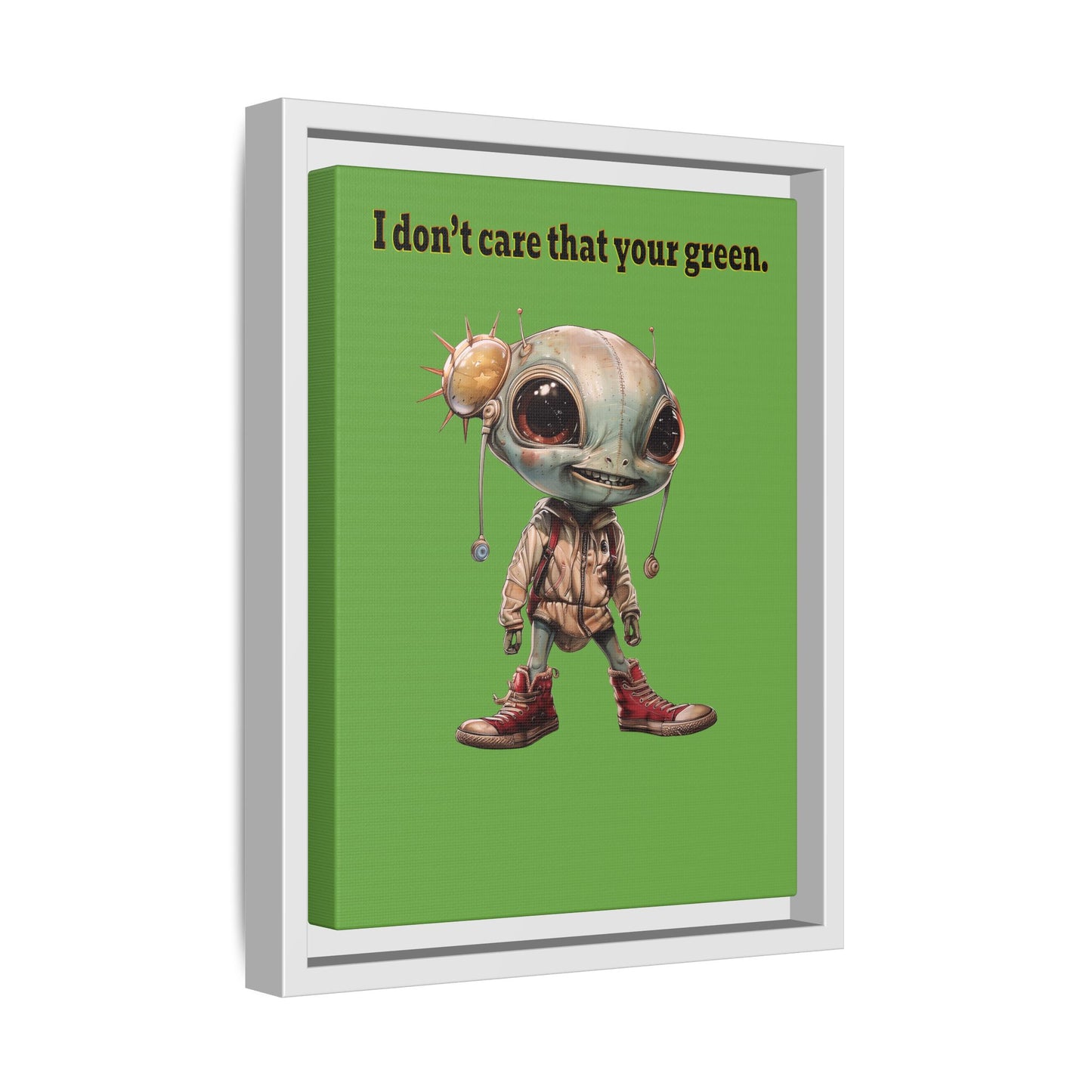 I don't care that your green - framed canvas art (green)