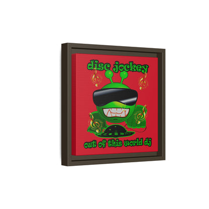 disc jockey - framed canvas art (dark red)