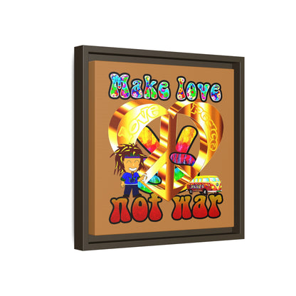 love peace - framed canvas art (light brown)