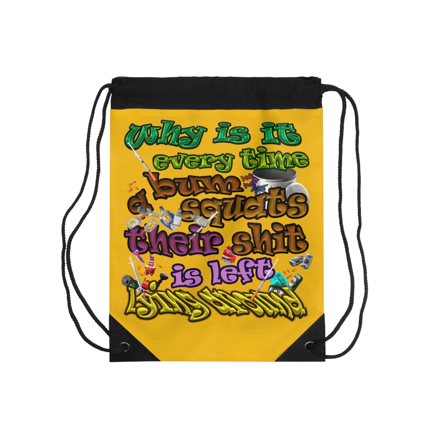 the bum's shit - Drawstring Bag (yellow)