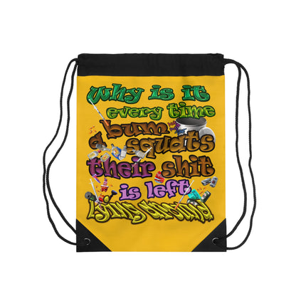 the bum's shit - Drawstring Bag (yellow)