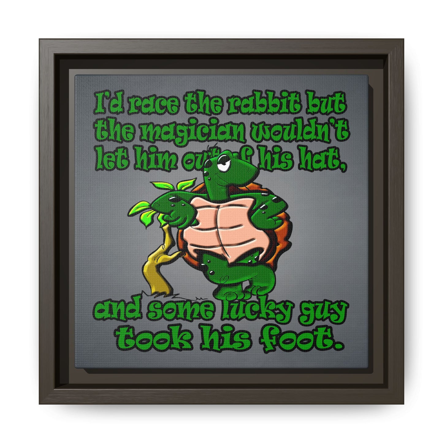 turtle race - framed canvas art (grey-light grey)