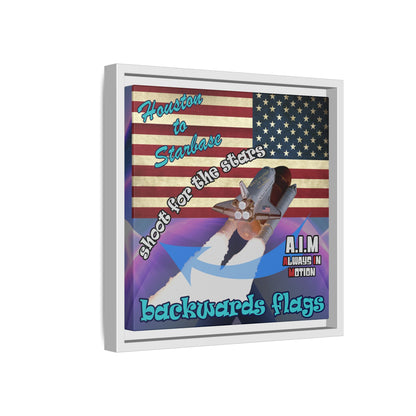 shoot for the stars - framed canvas art (grey-pink wave)