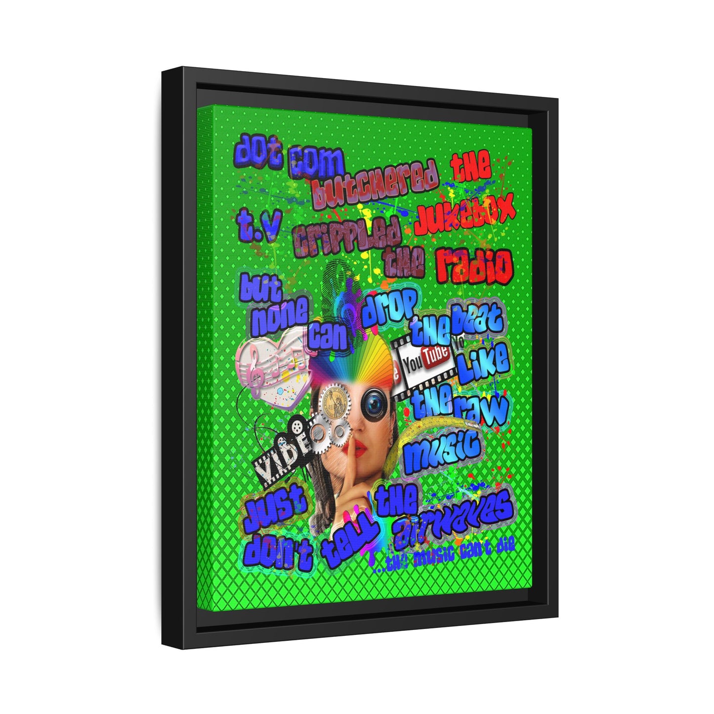 drop the beat - framed canvas art (logo green)