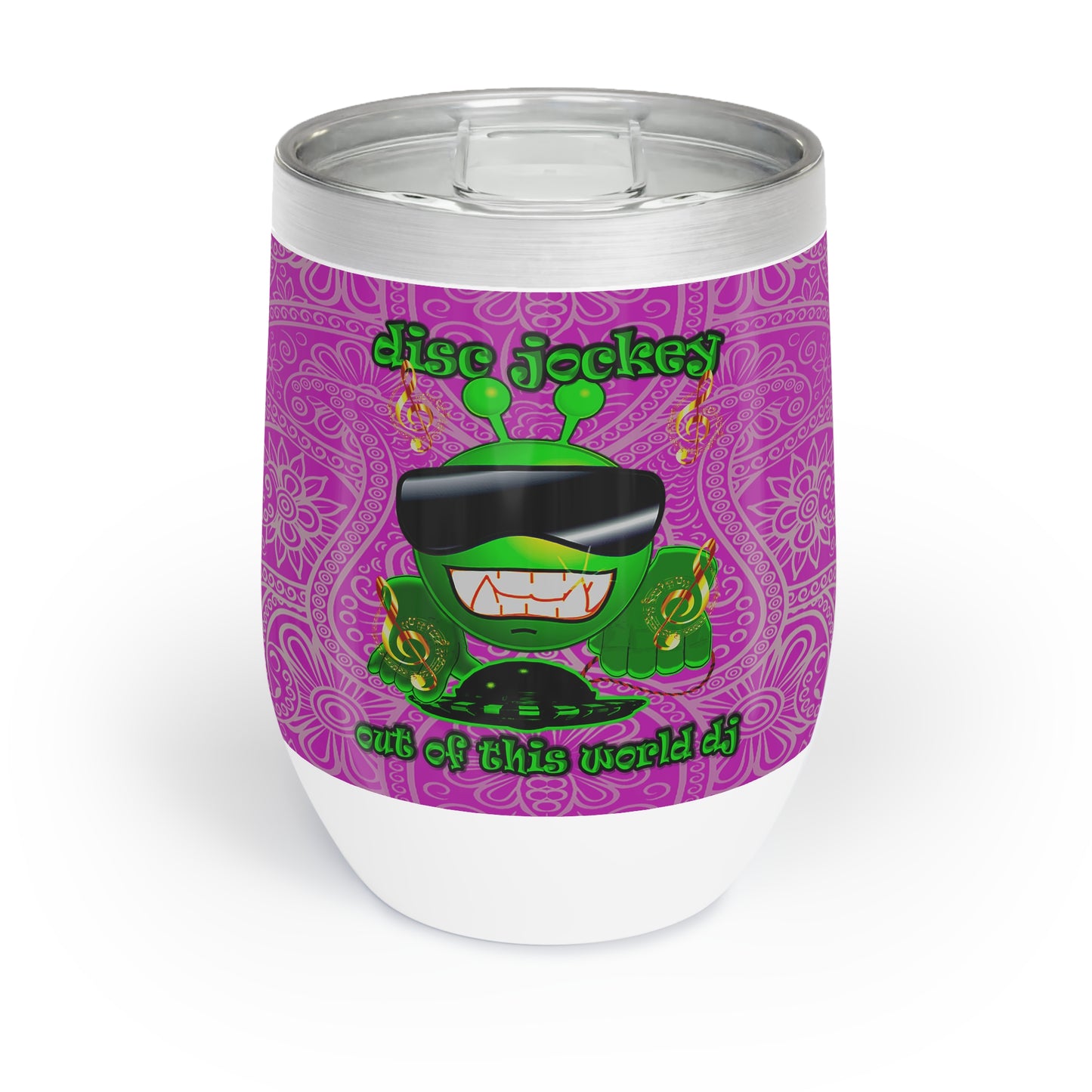 disc jockey - Chill Wine Tumbler (pink swirl)