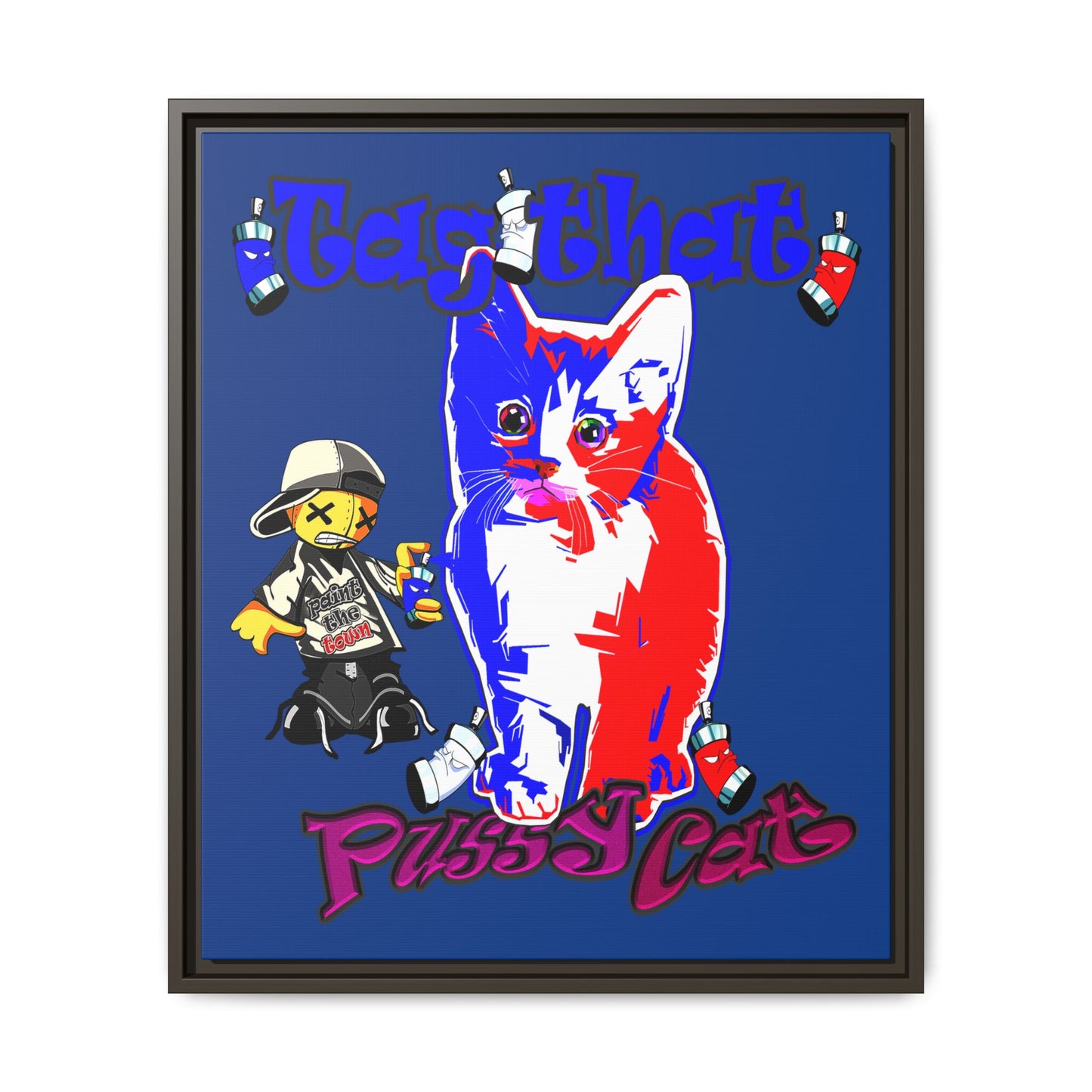 tag that - framed canvas art (dark blue)