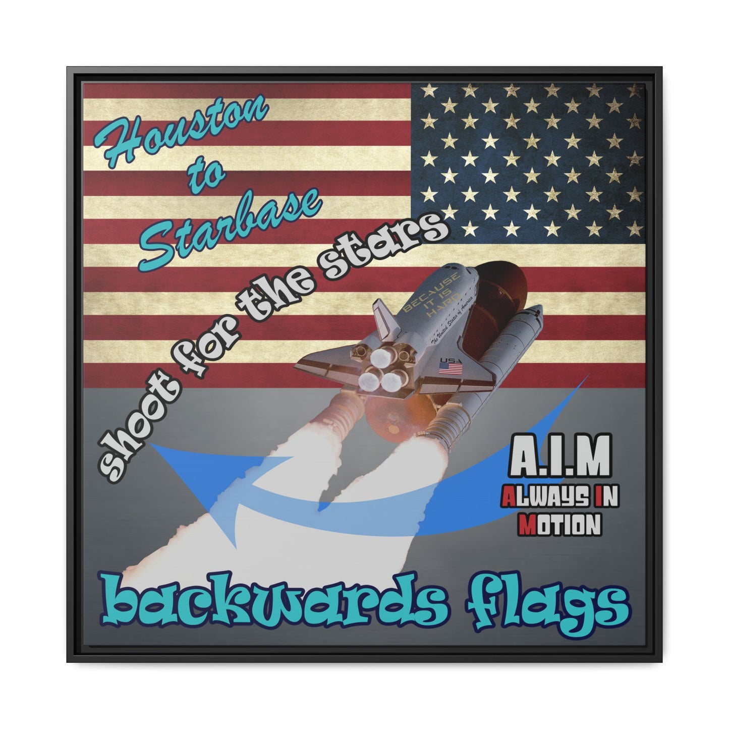 shoot for the stars - framed canvas art (grey-light grey)