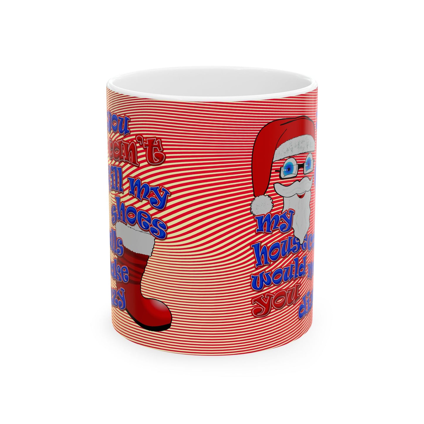 santa's shoes - White Mug (yellow-orange wave)