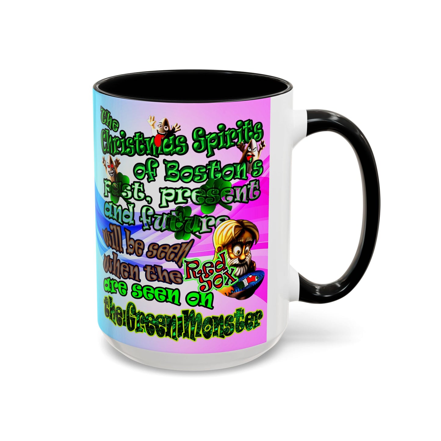 christmas spirits of boston - Accent Mug (light blue-pink wave)