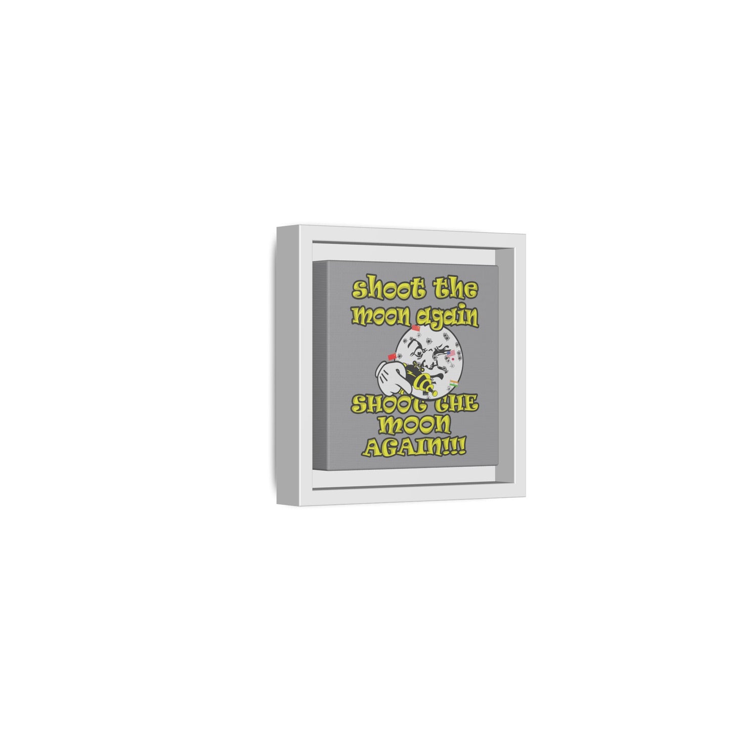 shoot the moon again - framed canvas art (grey)