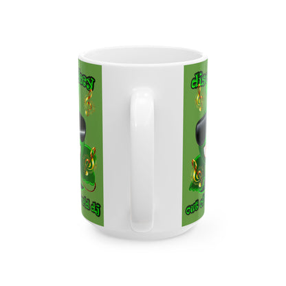 disc jockey - White Mug (green)