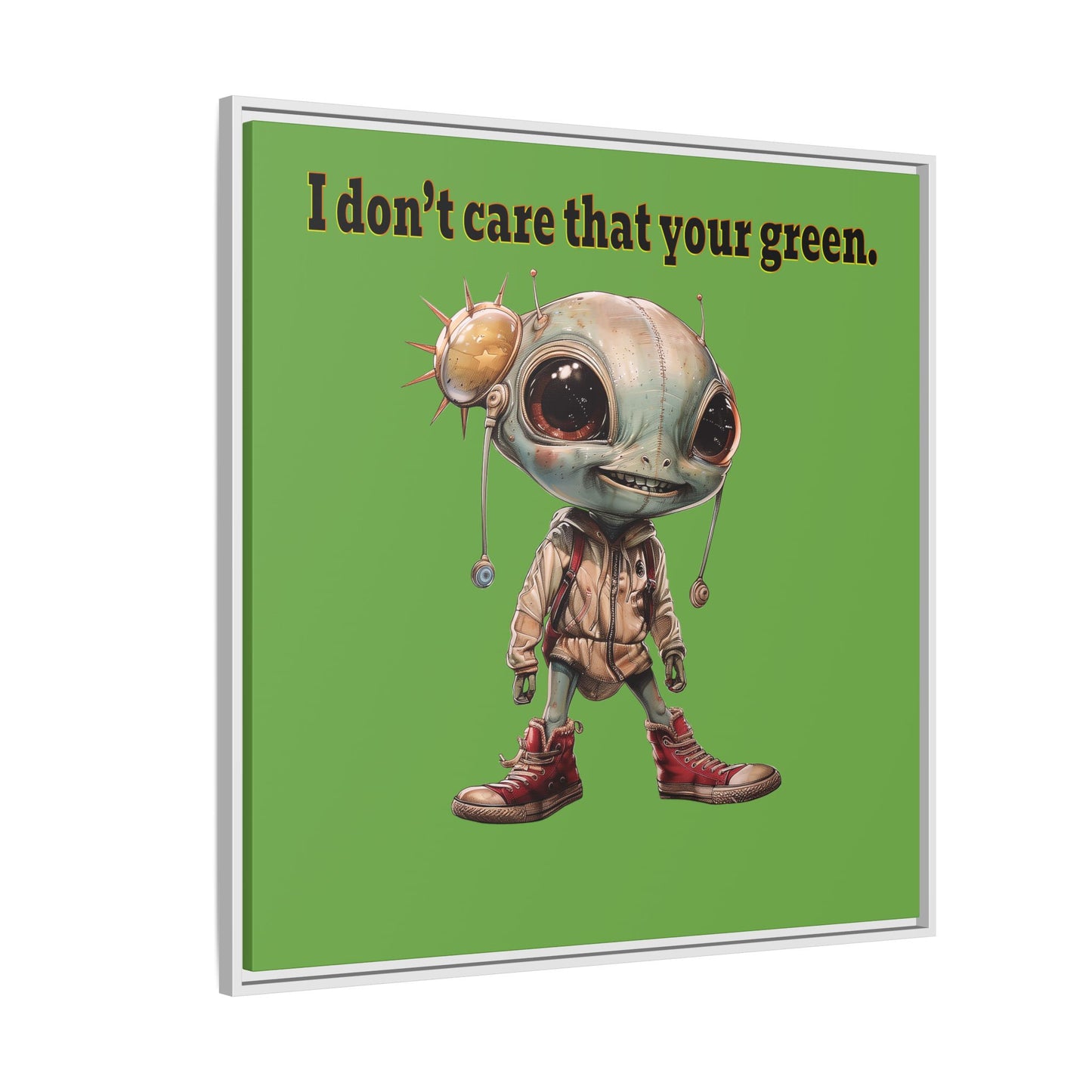 I don't care that your green - framed canvas art (green)