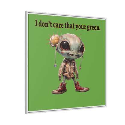 I don't care that your green - framed canvas art (green)