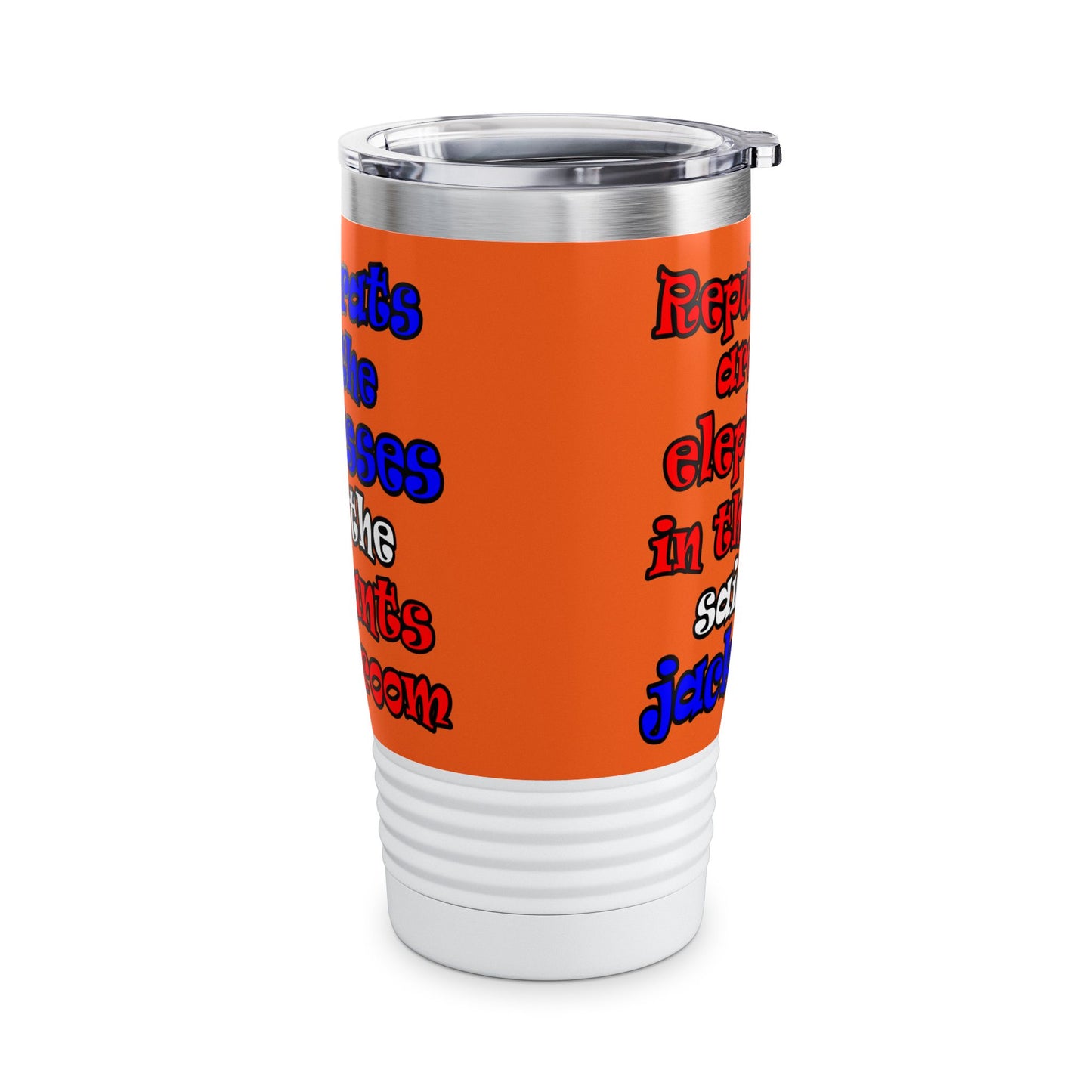 donkeys and elephants - Ringneck Tumbler, 20oz (orange)
