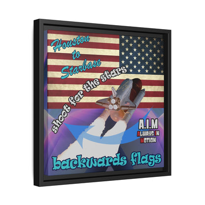 shoot for the stars - framed canvas art (grey-pink wave)