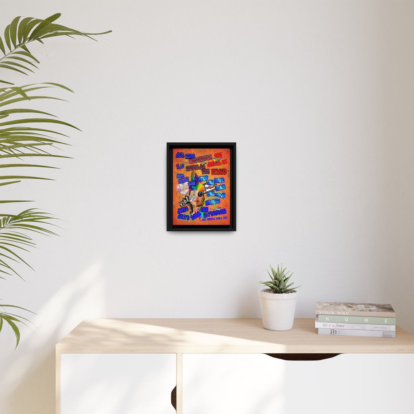 drop the beat - framed canvas art (burnt orange)