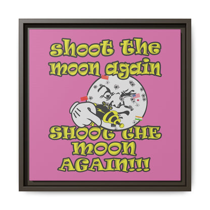 shoot the moon again - framed canvas art (light pink)