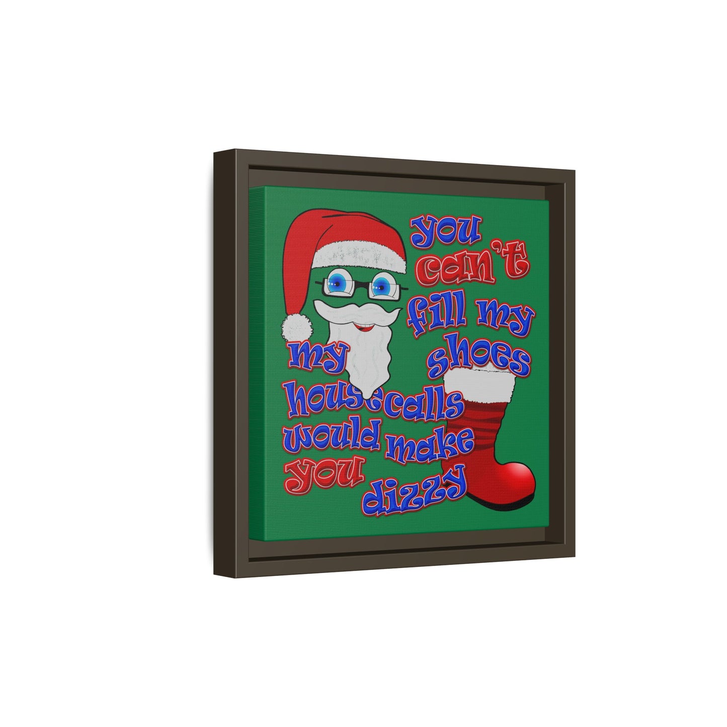 santa's shoes - framed canvas art (dark green)