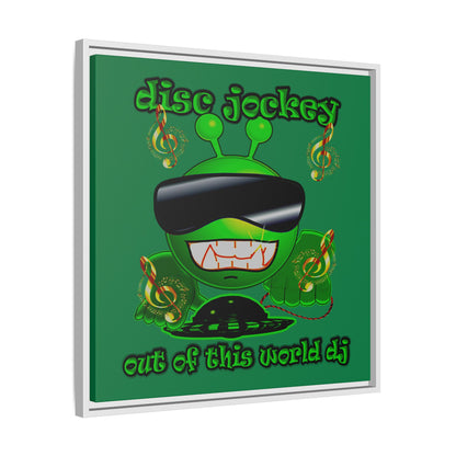 disc jockey - framed canvas art (dark green)