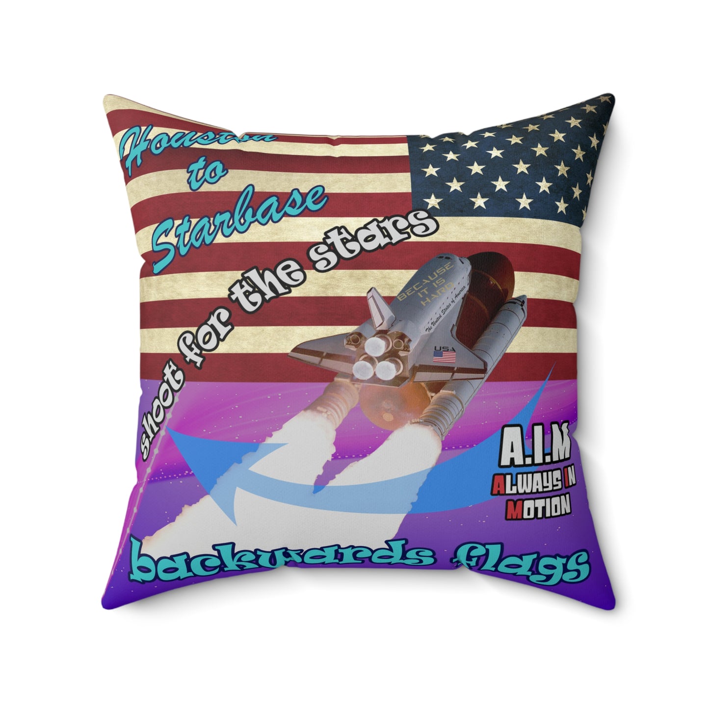 shoot for the stars - Spun Polyester Square Pillow - (purple-pink wave)