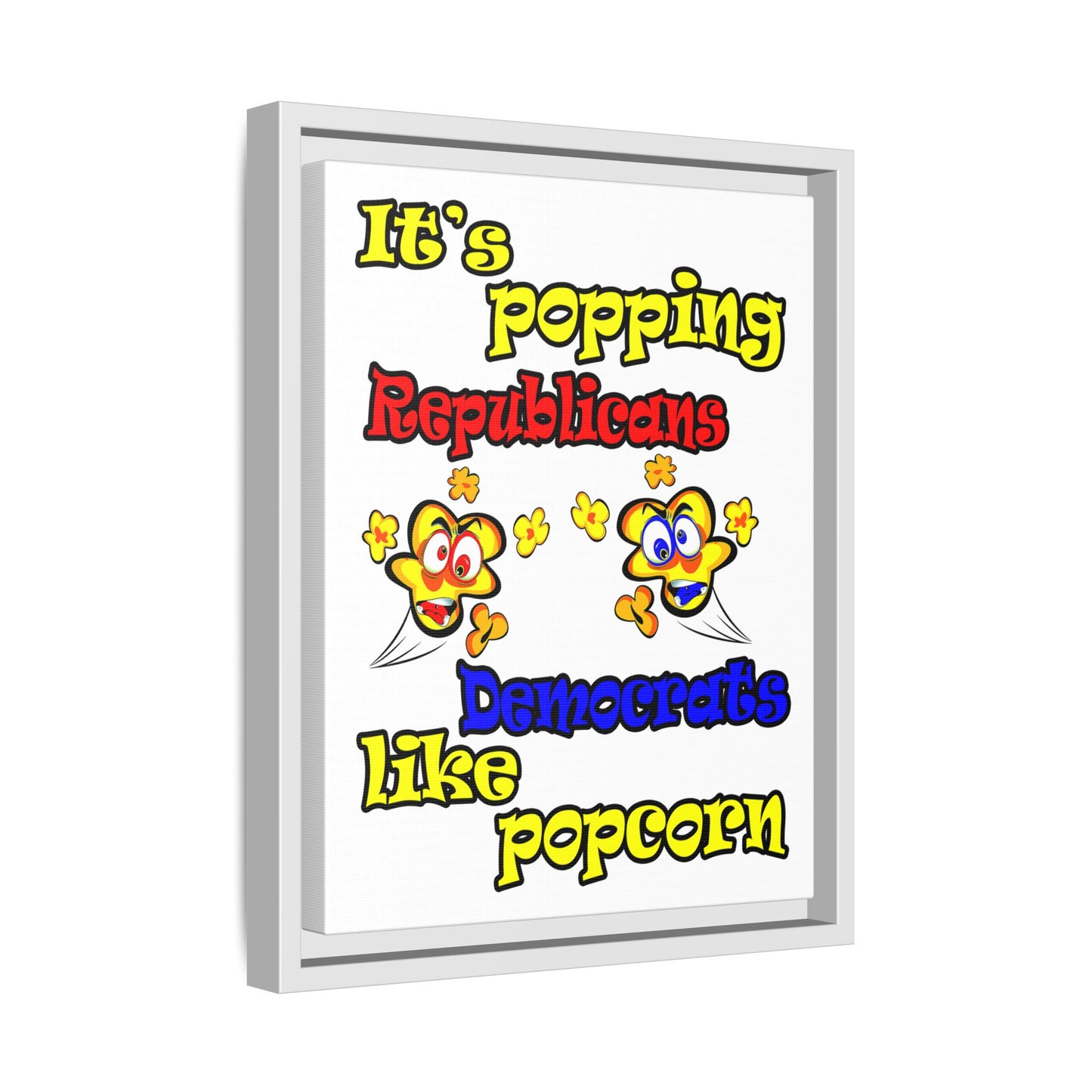 popping like popcorn - framed canvas art (white)