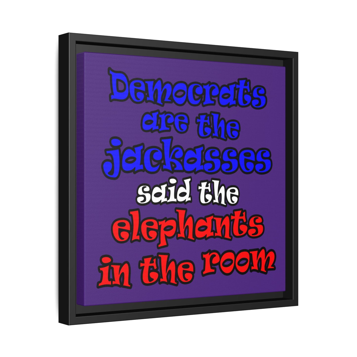 donkeys and elephants - framed canvas art (purple)