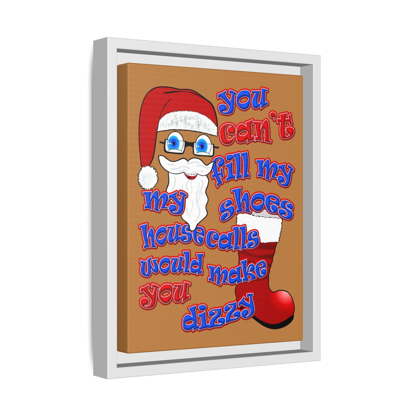 santa's shoes - framed canvas art (light brown)