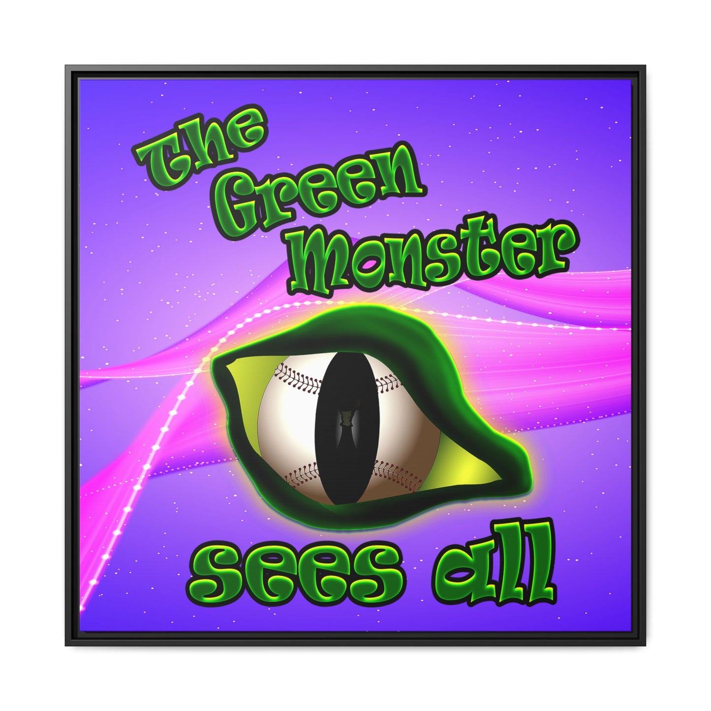 green monster - framed canvas art (purple-pink wave)