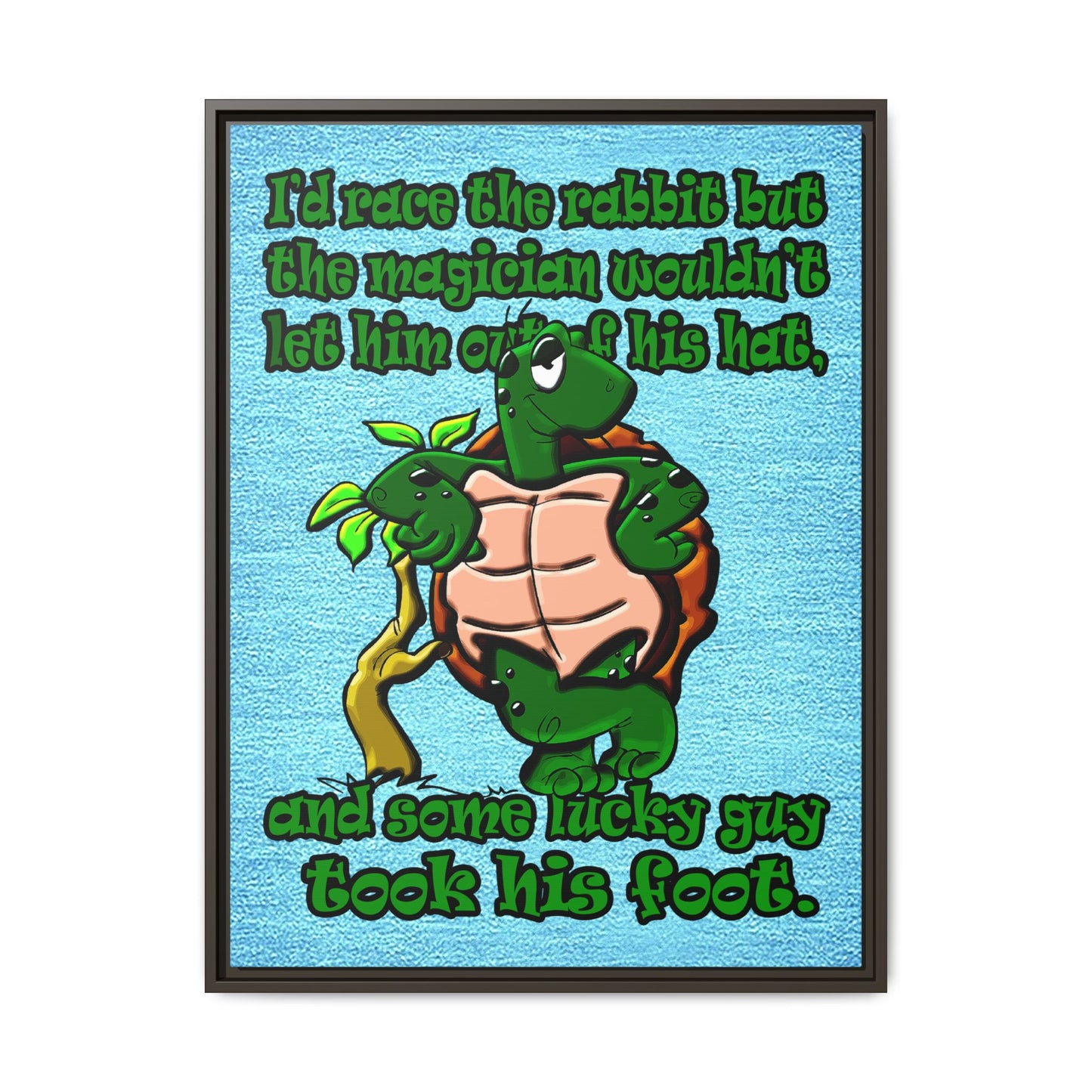 turtle race - framed canvas art (faded blue)