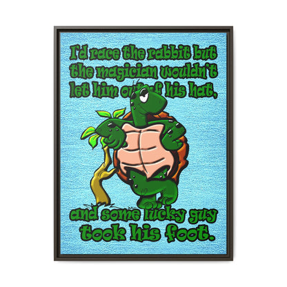 turtle race - framed canvas art (faded blue)