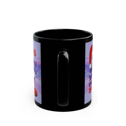 santa's shoes - Black Mug (light blue-pink wave)